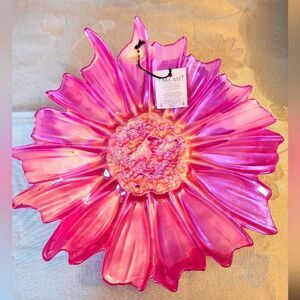 New With Tags AKCAM Pink Luster Floral Decorative Bowl/Plate Made in Turkey